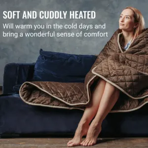 Teddy Electric heated blanket, Soft Electric duvet with Heat Settings Auto shut-off Timer Remote Control, Over-blanket Bed Size Heater Bed Throw Bedspread Fast Heating, EcoSapiens - Image 2
