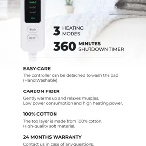 ECOSAPIENS LINEN Single Electric Under Blanket, Remote Control, Automatic Shut-off - Image 2