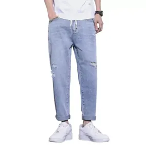 Men's Zip Fly Relaxed Fit Straight Elastic Men's Pants Skinny Men Jeans Pants by Sakaria Knitting Industries