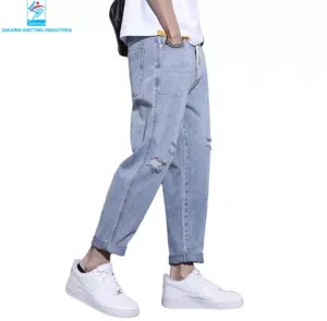 Men's Zip Fly Relaxed Fit Straight Elastic Men's Pants Skinny Men Jeans Pants - Image 3