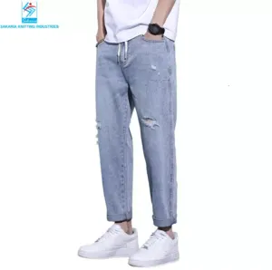 Men's Zip Fly Relaxed Fit Straight Elastic Men's Pants Skinny Men Jeans Pants - Image 4