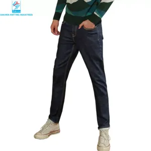 Fashion Slim Fit Stretch Denim Dark Casual 2022 Latest Elastic Fabric Slim Men Jean Pants With Zip by Sakaria Knitting Industries