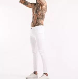 Hot Sale High Quality Light Weight Man Customized Design Printing Outdoor Wear Men Denim Pant In White Color - Image 2