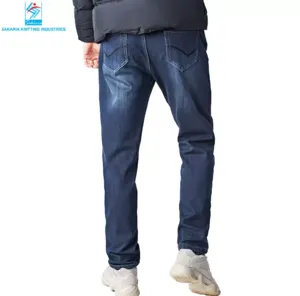 Men Jeans Pants Fleece Lined Stretch Skinny Jeans Winter Thicken Warm Denim Flat Front Pant Men's - Image 3