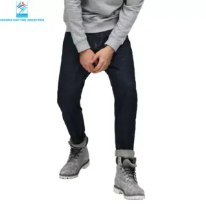 Fashion Spring Autumn Denim Stretchable Slim Straight Black Blue Ankle-Length Men Jeans Pants - Image 2