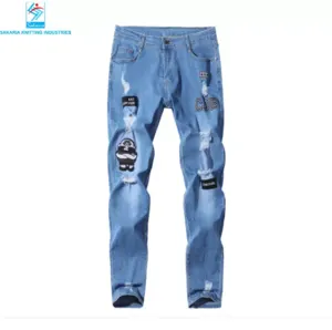 Ripped Jeans Men Custom Wholesale Made High Quality Popular Men Ripped Jeans Street Casual by Sakaria Knitting Industries