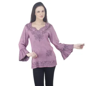 BOHO EMBROIDERED TUNIC TOP by AUGLLE STORE INC