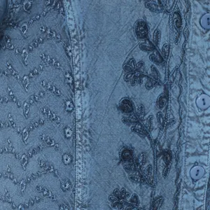 BLUE RENAISSANCE EMBROIDERED HALF SLEEVE BLOUSE - Image 4