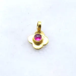 Beautiful Flower shape 18k solid gold charm by Gemsicon Private Limited