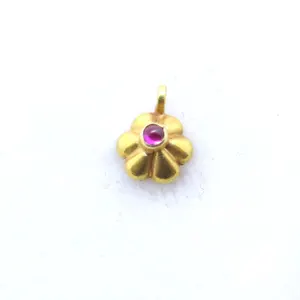 Flower shape handmade 18k solid gold charm - Image 2