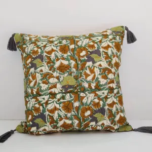 Hand Block Printed Cushion by Sujni India