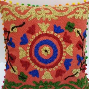Hand block with embroidery Dori work cushion - Image 2
