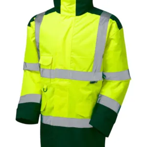 Hi Vis Construction Waterproof Adjustable Hood Jacket Bottom Safety Jacket - Image 2