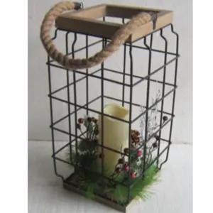 Christmas Decoration Wire Lantern with LED Candle