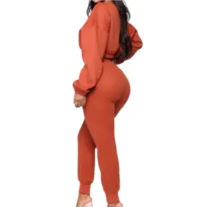 Women 2 Piece Crop Top Hoodie Casual Set by Alpha C Apparel, LLC