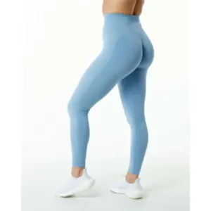 Seamless Knit Fabric 51% Polyamide 38% Polyester 11% Elastane Tapered High Waisted Washed Denim Womens Seamless Scrunch Legging by Meharma Home LLC