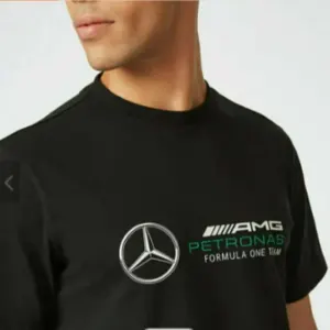 CMC Motorsports Premium Quality Mercedes Be-nz AMG Petronas F1 Unisex Large Logo T-shirt Black / Gray / White - Image 3