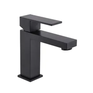 Modern Bath Faucet with Single Lever for Residential Use by TASORO -- Matte Black Finish Square Aesthetic Brass Construction by TASORO Inc.