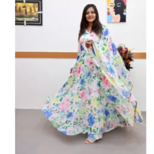 New Gown with Dupatta by Maruti Fashion