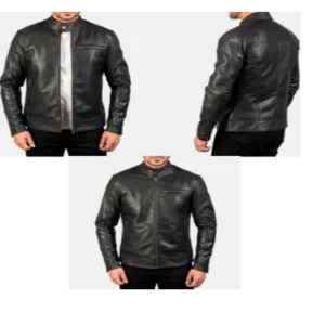Dean Black Leather Biker Jacket