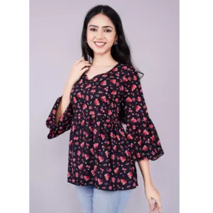 Fabric rayon flower print top - Image 4