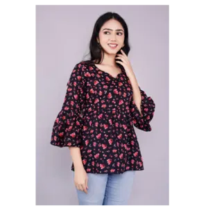 Fabric rayon flower print top - Image 5
