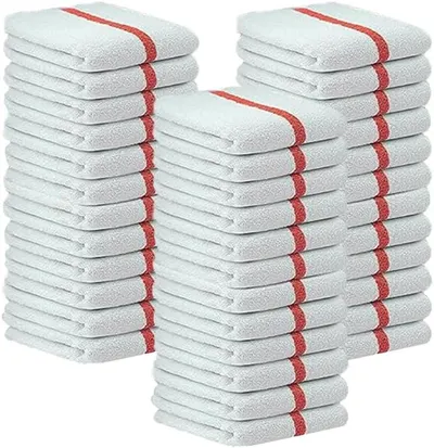 16 x 19 Red Striped 32 oz. Cotton Bar Towel by Foxhole Depot