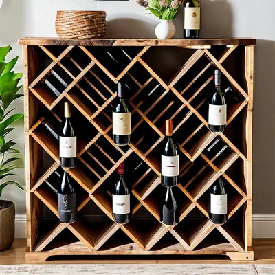 Wooden Board Two Tier Foldable Trolley with Wine Rack