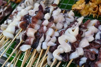 Crispy Oyster Mushroom Snacks Grilled Squid