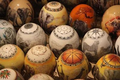 Painted ostrich eggs
