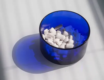 Colored Bone Round Coffee Table- Blue