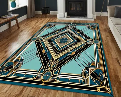 Blue Canvas Modern Design Carpet by Aman Carpet