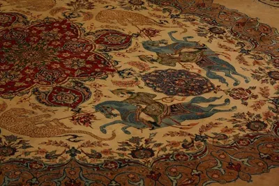 Medium Tan/Alaskan Blue Hand Knotted Carpet