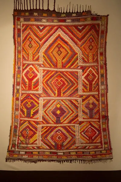 Hand Woven Rare Authentic Double Eyed Wool Rug Saddlebag by Devivision