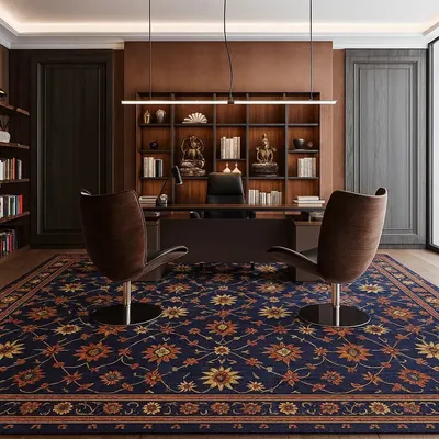 RUG-5056 Etienne navy lvory by Kaleen Baba