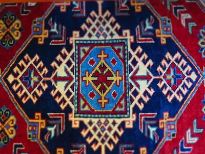 Hand Woven Authentic Colored Blue Balikesir Fine Yörük Wool Rug