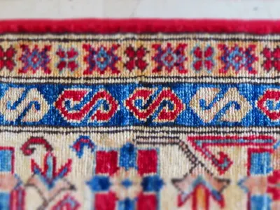 Hand Knotted Kazak Silk & Wool Area Rug