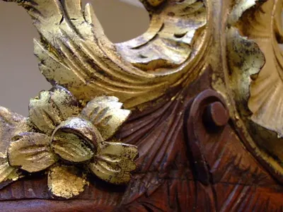 Wooden Golden Buddha Face