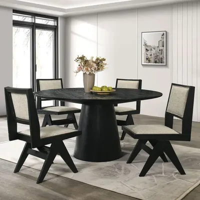 Trembesi Dining Set with H metal Legs Chair