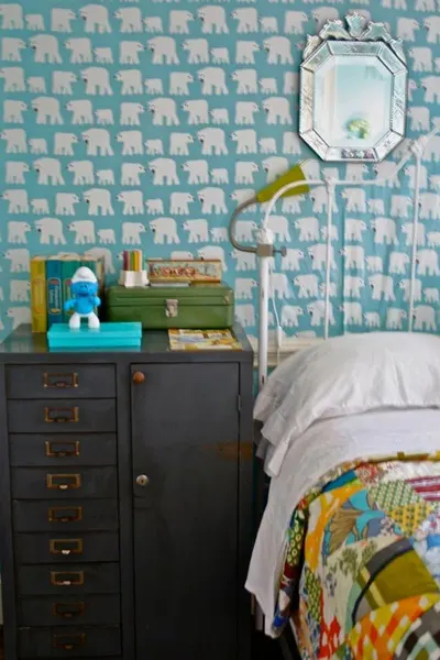 Bone Inlay Bedside Table With Two Drawers