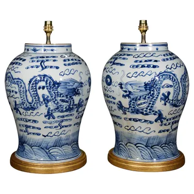Blue Printed Urns by Good Home Inc.