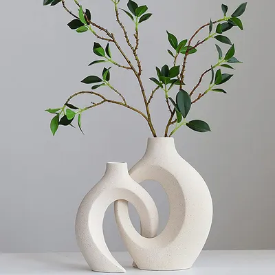 Round Two-Tone Spun Bamboo Vase
