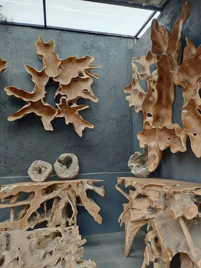 Teak root mirror frame