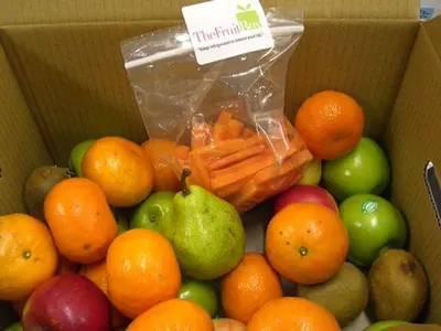 Corrugated box of fresh fruit