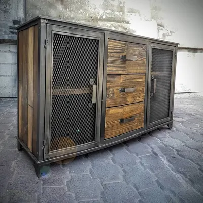 Wooden Cabinet With 3 Seagrass Drawers
