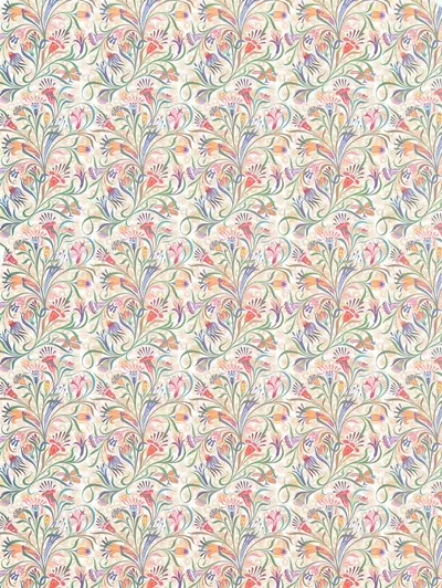 Cream Leaf Hand Block Print Fabric by Aditya Consultant