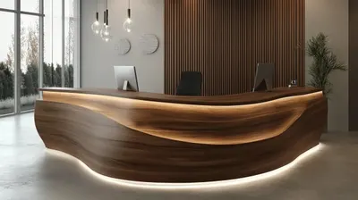 Solid Wood Desk Reception Table Customization