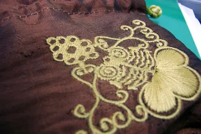 3D gold thread hand embroidery painting