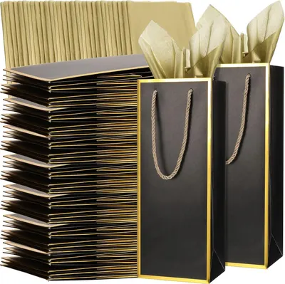 Paper Bag Black Color Gold Foil Brands4U by ibags