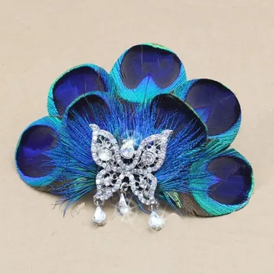 Gold Plated Peacock Feather Brooch
